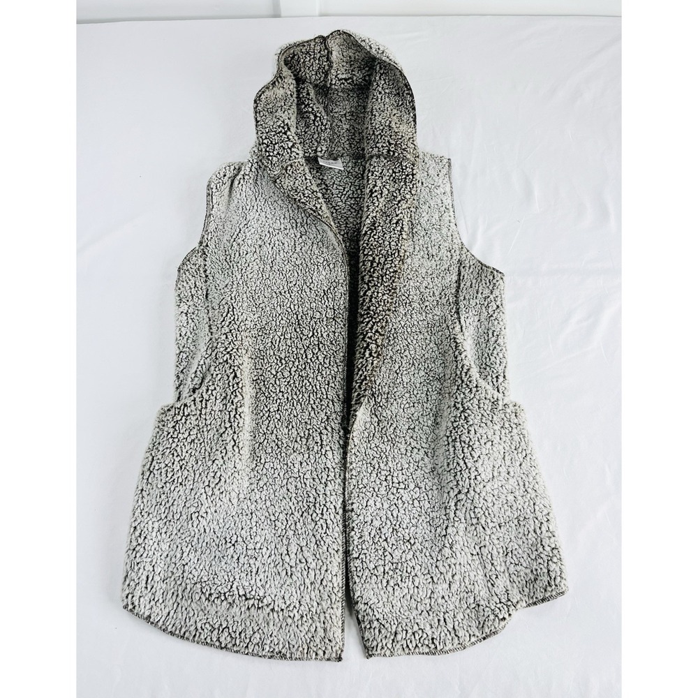 Serra Plush Sherpa Hooded Vest Cardigan Open Front Warm Winter Women Size Large